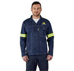 Cast Premium 100% Cotton Denim Jacket - Reflective Arms - Yellow Tape