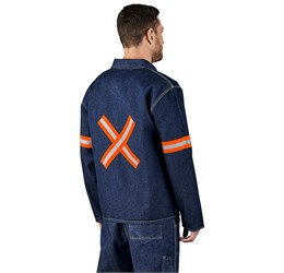 Cast Premium 100% Cotton Denim Jacket - Reflective Arms & Back - Orange Tape